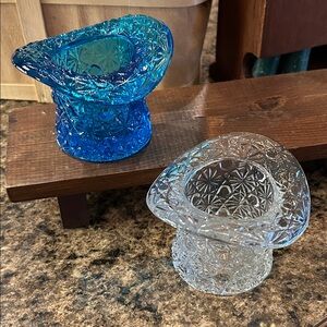 Choice of Blue or Clear Vintage Fenton Glass Toothpick Holders